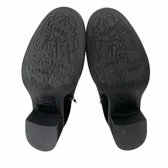 Korks Womens Sonya Black Leather Suede Contrast Stacked Heel Bootie Size 7.5 - Picture 8 of 9